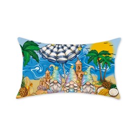 HOMFREEST Summer Lumbar Pillow Cover 12x20 Inch Summer Tropical Beach Palm Trees Blue Decorative Pillows Farmhouse Outdoor Patio Cushion Case for Sofa Couch