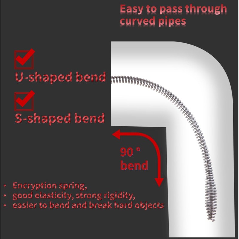 6.5 FT Drill Drain Snake,Sink Unclogging Tool That Can Be