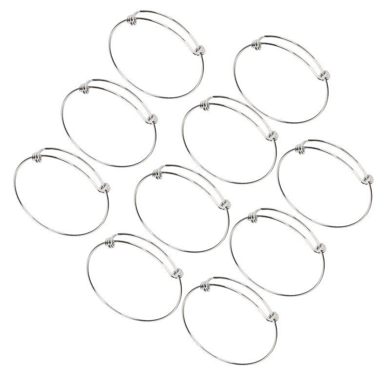 10Pcs Stainless Steel Bangle 1.6mm Adjustable Expandable Coil Bracelet DIY