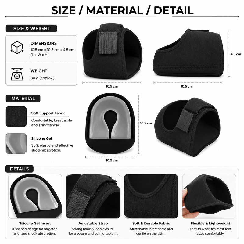 Silicone Heel Cups for Walking Comfort – U-Shaped Foot Support