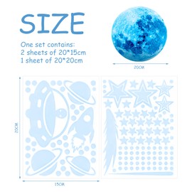 1 Set of Unisex Wall Stickers, Glowing Wall Stickers, Planet Solar System Glow-in-The-Dark Stickers, Kids Bedroom Glow Star Wall Stickers