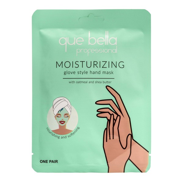 Que Bella Moisturizing Hand Mask, Oatmeal & Shea Butter, Glove Type