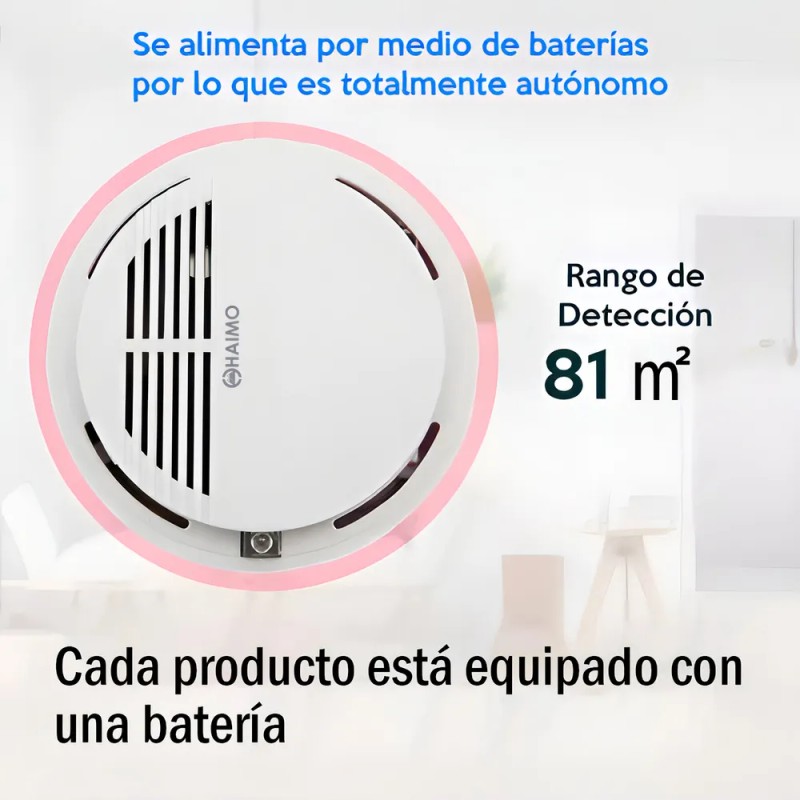 Detector de Humo Haimo 5 Piezas con Alarma Sonora y
