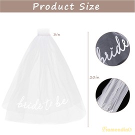 Framendino, Bride to Be Veil Hair Comb with Heart Shaped Headband for Bachelorette Party Propose Engagement Wedding Bridal Shower