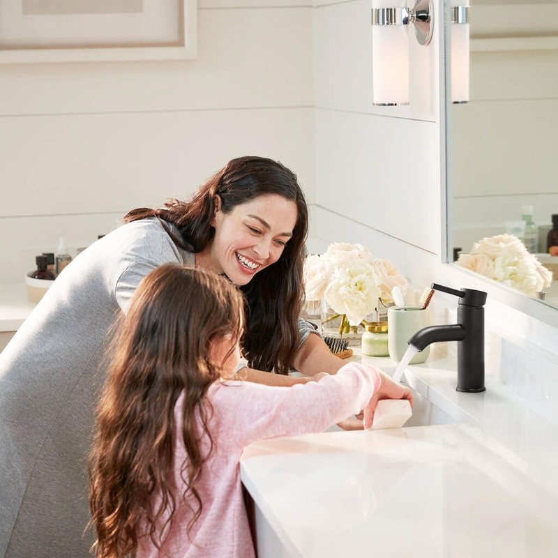 VOTON Black Bathroom Faucet Single Handle Matte Black Bathroom Sink