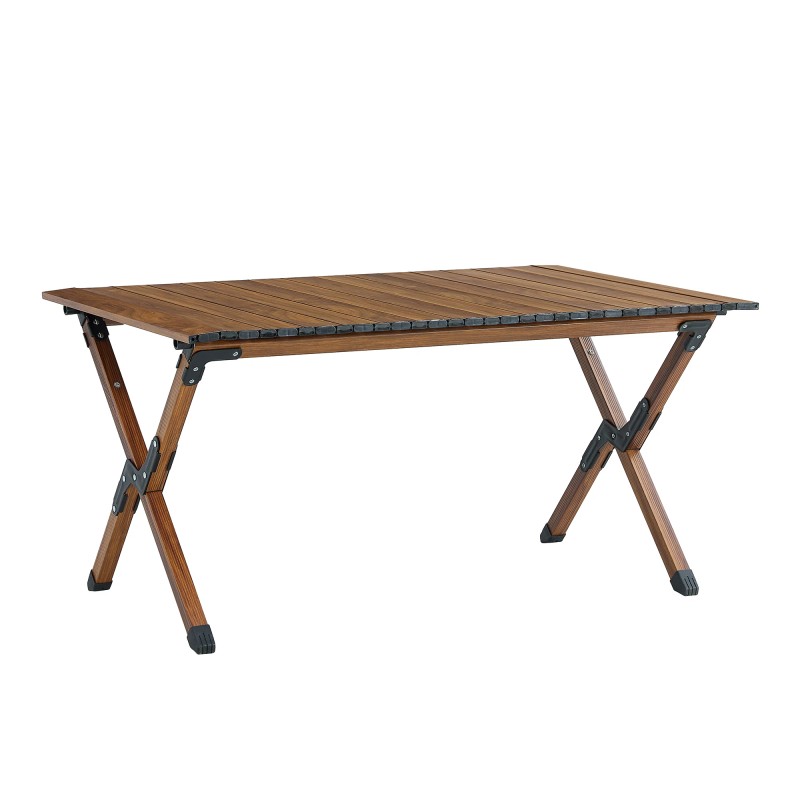Durable Folding Aluminum Alloy Roll-up Rectangular Outdoor Tablecolor: Brown, size: