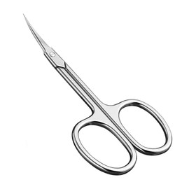 Professionelle Nagelhautschere Extra Fein mit Gebogener Spitze, Runder Griff, Hautschere Extra Scharf aus Edelstahl, zum Präzisen Kürzen Entfernen von Nagelhaut, Augenbrauen und Wimpern, Silber