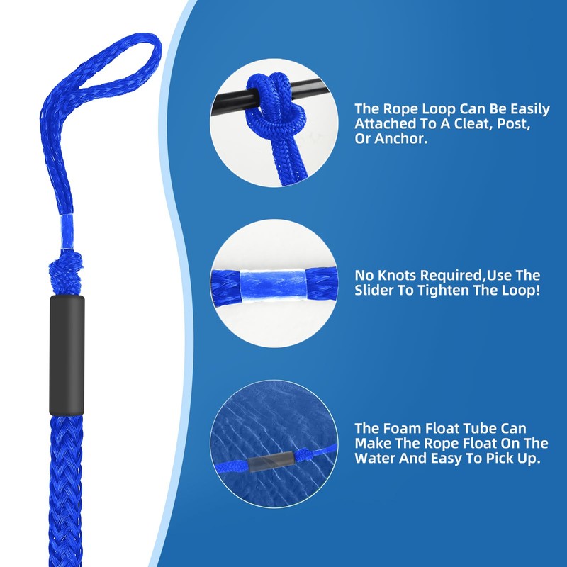 Bungee Dock Lines for Boats - 2 Pack 3ft Boat