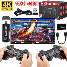 ikaufen X2 Game Stick Retro Game Console 4K HD 2.4G Wireless Controller 128G 41000 Games - 64G 20000+ Games