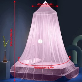 FFTANXS Mosquito Net Canopy, Pink, Size W 413.4" x L 98.4" H 250cm, Romantic Style, Princess Theme