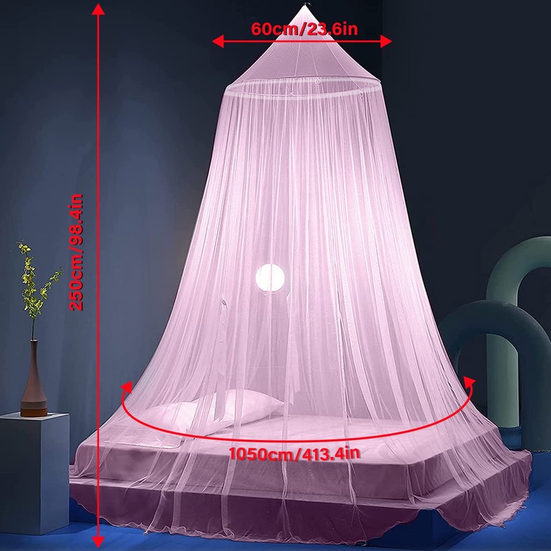 FFTANXS Mosquito Net Canopy, Pink, Size W 413.4" x L