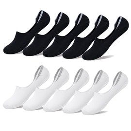 YouShow Sneaker Socks for Men and Women, 10 Pairs of Invisible Socks, Unisex, 5 x black + 5 x white