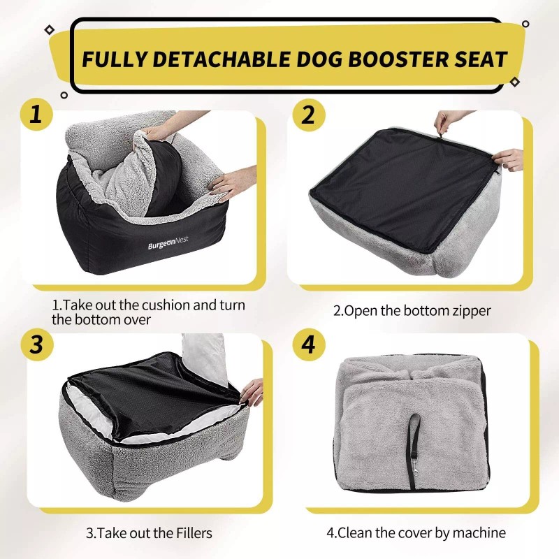 BurgeonNest Dog Car Seat for Small Dogs, Fully Detachable and