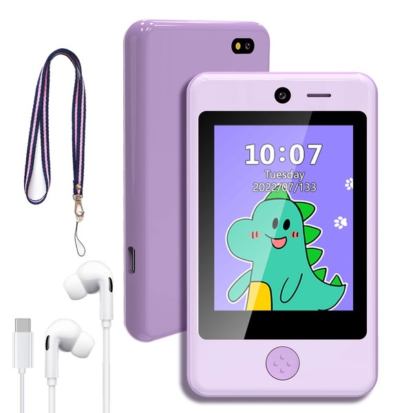 PTHTECHUS® Kids Music Phone Educational Phone Toys Kids Phone 3.8 inch Touch Screen Kids Smartphone for Kids Girls Boys Touch Screen Cell Phone Toddler Toys MP4 Game Console Electronic Cartoon Animation Screen Kids Kid with Camera STEM Learning Fun Games