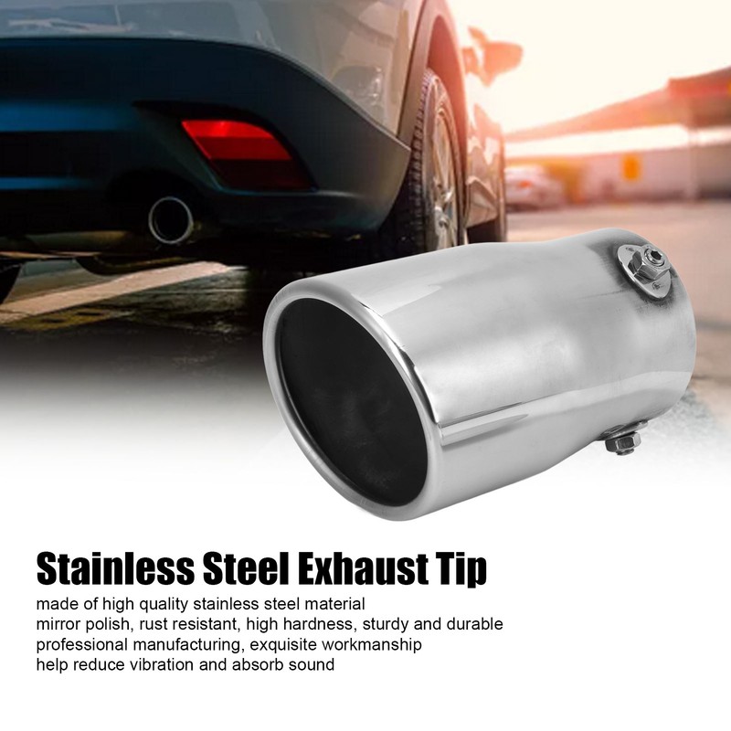 Silver Universal Exhaust Muffler Stainless Steel Exhaust Tip 76mm/2.99in Inlet