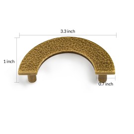 DOOROOM 4 Pack 3-2/5 Inch Half Moon Gold Pull Finger Edge Pulls Cabinet Kitchen Dresser Pulls Half Round Hammered Brass Drawer Pulls Vintage Hardware, S