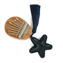 Leather&Arts Portable 8 Keys Mini Kalimba Thumb Piano with Solid Wood and Tassels Keychain for Musical Instrument Pendant