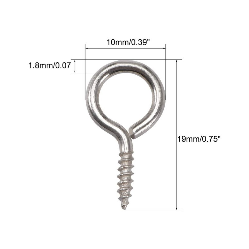 uxcell 0.75" Small Screw Eye Hooks Self Tapping Screws Carbon