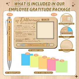 Kosiz 30 Pcs Back to School Teacher Appreciation Gifts Bulk Wooden Sticky Note Holder with Notes and Ballpoint Pens First Day of School Thank You Gift for Teacher Classroom Supplies(Wooden Yellow)