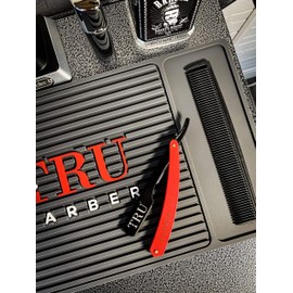 TRU BARBER Professional Barber Blade Straight Razor, Straight Blade Razor with 1.5mm Blade Exposure - Durable Straight Edge Razor, Single Edge (Black/Red)