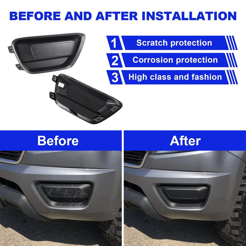 GearUp Pair Fog Light Cover Bezel for Chevy Colorado 2015-2021