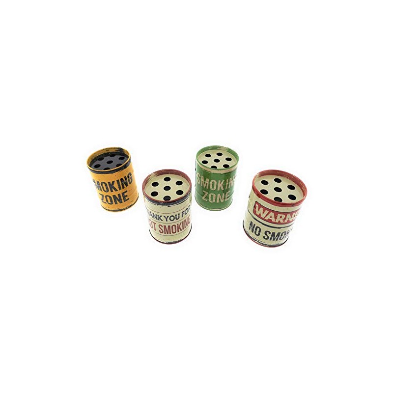Set of 4 Metal Ashtrays Oil Barrel Retro Style Vintage