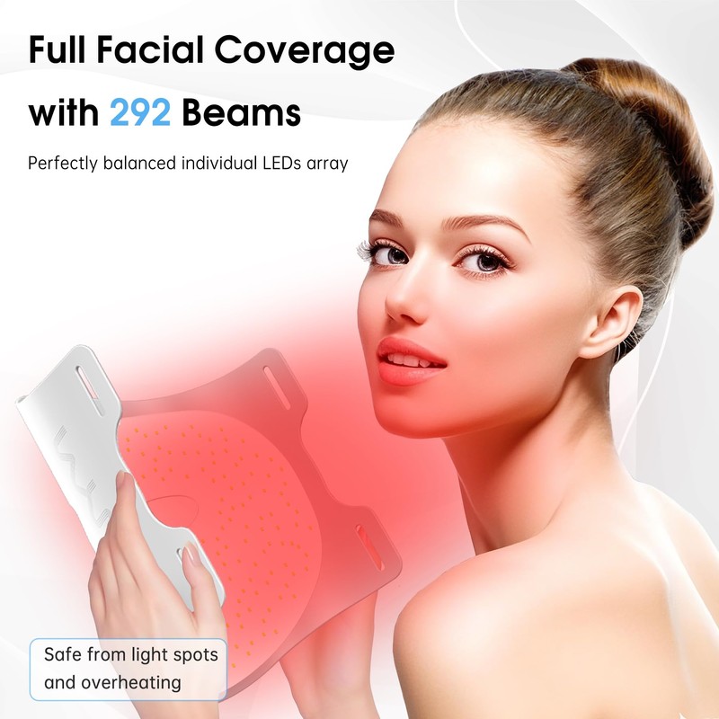VYM Red Light Therapy Mask: 292 LEDs Professional Infrared Red