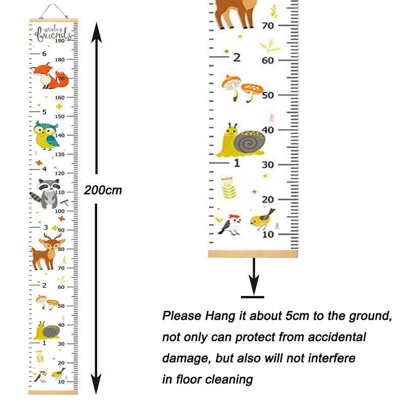 SYCARON Growth Chart Kids, Nursery Height Charts Canvas Wall Ruler