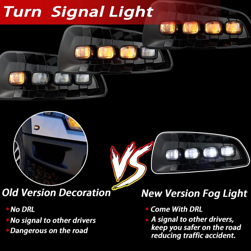 BINQIGOO Front Bumper Fog Lights Daytime Running Light Turn Signal