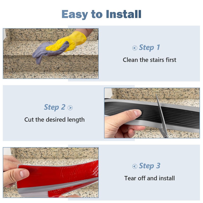 Pionasuicg Rubber Stair Edging Self Adhesive Staircase Step Edge Protector