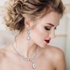 Jstyle Rhinestone Bridal Jewelry Set Necklace Bracelet Clip On Earrings