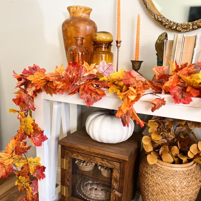 CQURE 3 Pack Fall Leaf Garland, Hanging Fall Vines Autumn