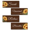 4 Pieces Sunflower Bathroom Decor Farmhouse Rustic Bathroom Wall Art