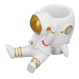 Astronaut Pencil Pen Cup Synthetic Resin Spaceman Figurine Desk Pen Holder Organizer 2245C‑02