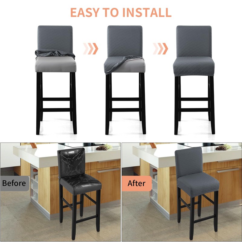 Fuloon Waterproof Bar Stool Covers, High Elastic Fit Removable Washable
