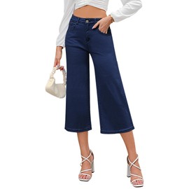 GRAPENT High Waisted Jeans High Waisted Stretch Jeans Capri Jeans Stretch High Waisted Womens Jeans Size 14 Tummy Control Pants Women Casual Outfits Color Twilight Blue Size Large Size 12 Size 14