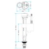 SPARES2GO Toilet Cistern Fill Valve Universal 1/2" BSP Adjustable Water