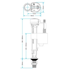 SPARES2GO Toilet Cistern Fill Valve Universal 1/2" BSP Adjustable Water Float Inlet (Bottom Entry)