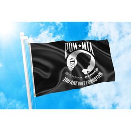 DMSE National League of Families POW/MIA Powmia Prisoner of War Flag 2X3 Ft Foot 100% Polyester 100D Flag UV Resistant (2' X 3' Ft Foot)