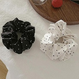 Women's Outing Hairstyle Accessories Dot Satin Scrunchie / 여성 외출 헤어스타일 액세서리 도트 새틴 스크런치