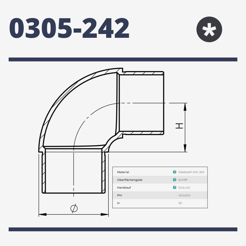 Sellon24® Stainless Steel Round Elbow Pipe Elbow 90° for Pipe
