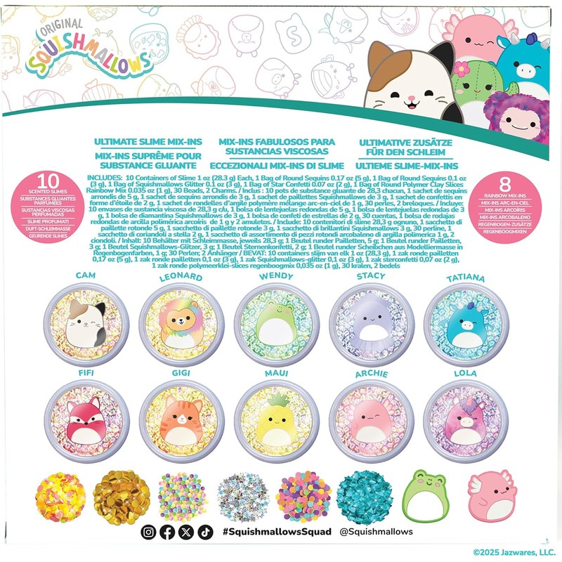 Horizon Group USA Original Squishmallows Ultimate Scented Slime Mix'Ins, 10-Pack