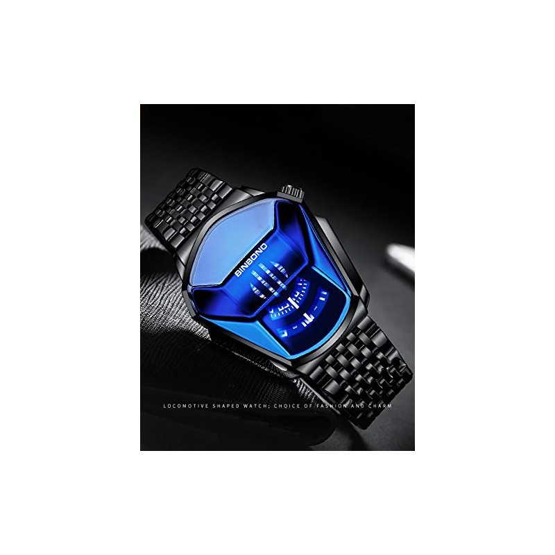 FANMIS Creative Fashion Blue LED Binary Digital Watches Men's Stainless