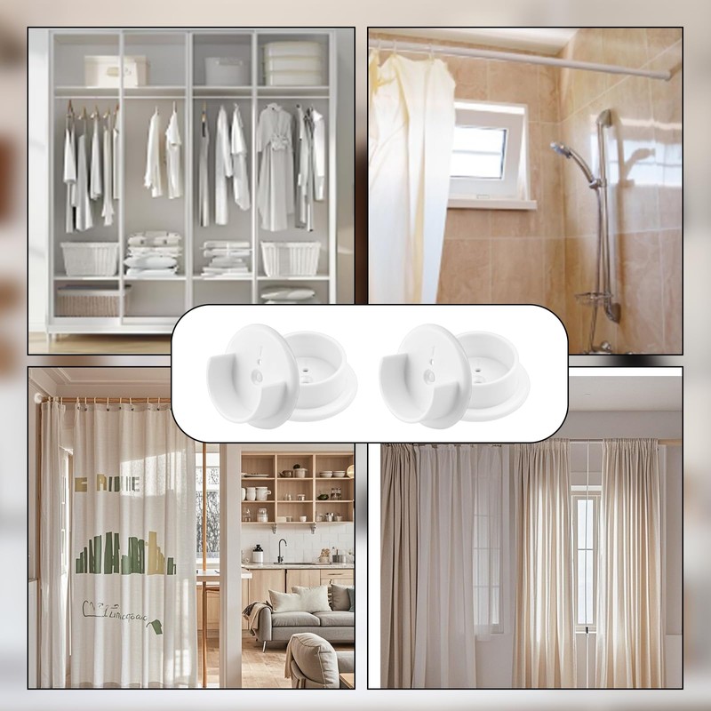 2 Pairs of Round Tube Brackets 35 mm White Plastic