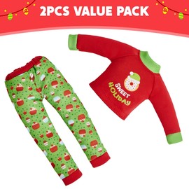 JOYIN 2PCS Santa Ugly Sweaters for Doll, Cupcakes and Donuts Themed Naughty Pajamas, Christmas Doll Clothes Accessories for Xmas Room Party Decorations Gifts