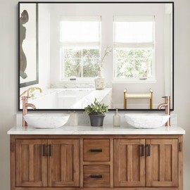 DESBING Black Bathroom Mirror for Wall, 30x48 Inch Rectangle Mirrors with Metal Frame, Modern Vanity Wall Mirror Decor for Entryway Hangs, Bathroom, Living Room Horizontal or Vertical