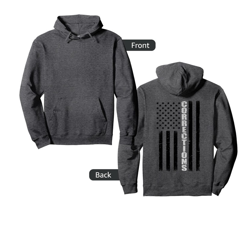 Thin Silver Line Flag Corrections Officer Pullover Hoodie