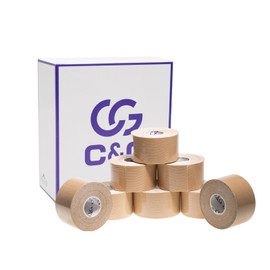 C&G Kinesiology Tape, 1.5 inches (37.5 mm x 5 m), 8 Rolls, Stretchable, Knee, Ankle, Wrist, Finger