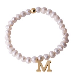 LuckyLy Pulseras Mujer de Perlas con Iniciales Letras, Brazalete con Dije de Acero Inoxidable con Baño de Oro 18k – Joyería y Accesorios ideales como Regalos para Mujer Originales Navidad, Regalos para Mamá, Modelo Galia