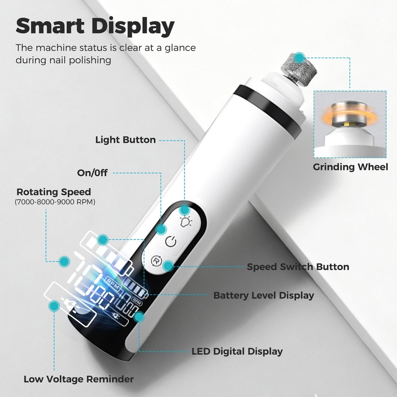 PleySyncz Upgraded Silent Dog Nail Grinder, Cordless Grooming Pro Nail